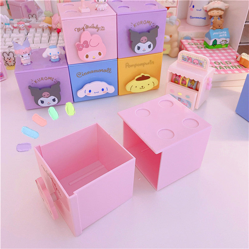 Creative Cute Girl Desktop Storage Box Drawer