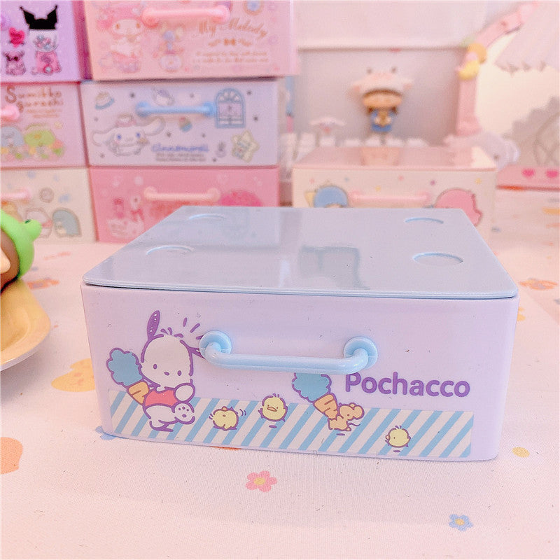 Kawaii Desktop Storage Boxes Cartoon Girl Cosmetic Storage Drawer