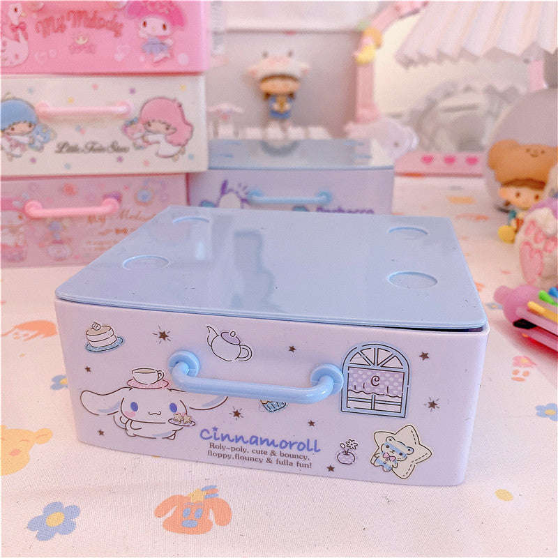 Kawaii Desktop Storage Boxes Cartoon Girl Cosmetic Storage Drawer
