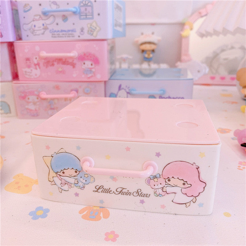 Kawaii Desktop Storage Boxes Cartoon Girl Cosmetic Storage Drawer