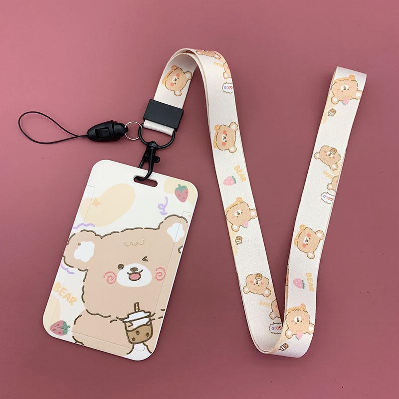 【buy 2 get 1 free】Kawaii  Keychain Cartoon Cat Sliding Card Holder