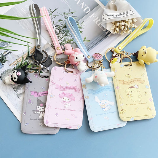 【buy 2 get 1 free】Kawaii  Keychain Cartoon Cat Sliding Card Holder