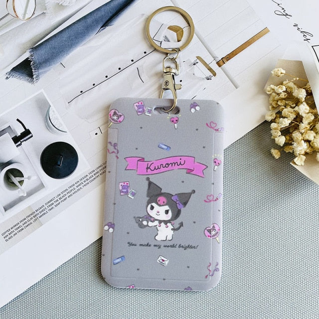 【buy 2 get 1 free】Kawaii  Keychain Cartoon Cat Sliding Card Holder