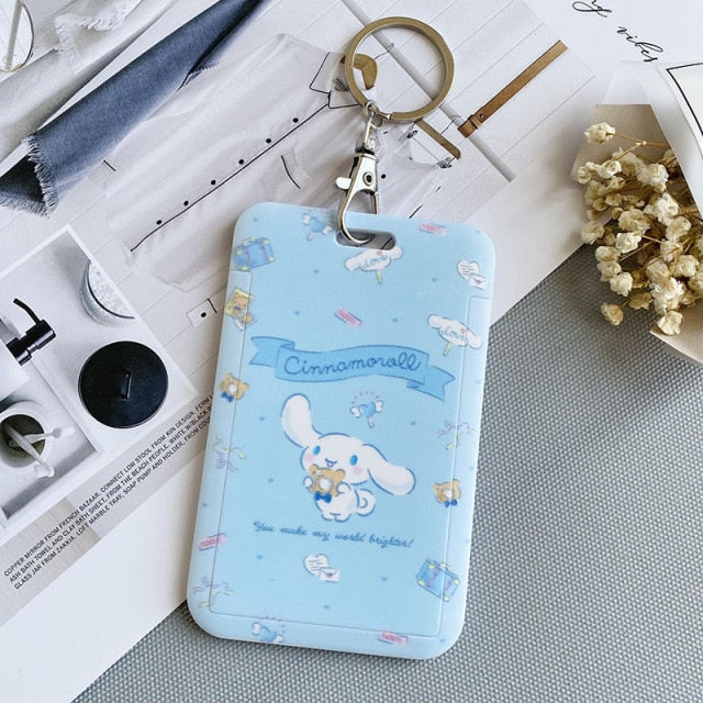 【buy 2 get 1 free】Kawaii  Keychain Cartoon Cat Sliding Card Holder