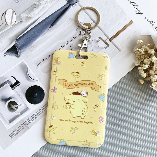 【buy 2 get 1 free】Kawaii  Keychain Cartoon Cat Sliding Card Holder