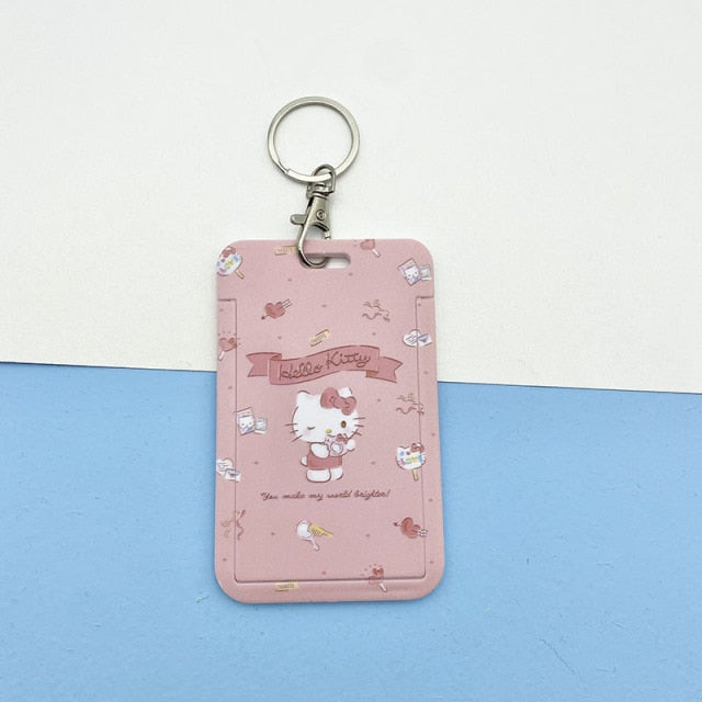 【buy 2 get 1 free】Kawaii  Keychain Cartoon Cat Sliding Card Holder