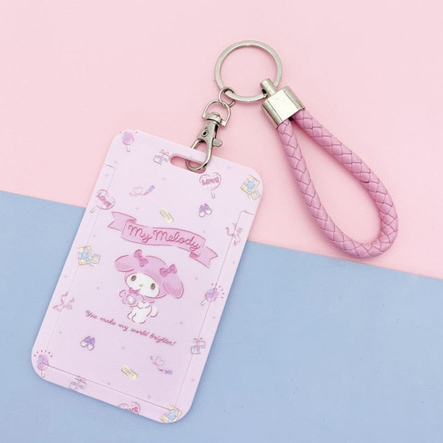 【buy 2 get 1 free】Kawaii  Keychain Cartoon Cat Sliding Card Holder