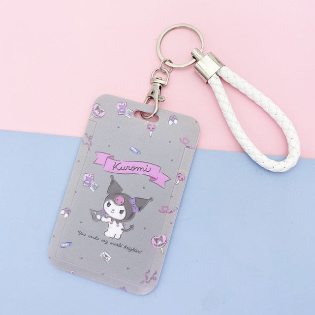 【buy 2 get 1 free】Kawaii  Keychain Cartoon Cat Sliding Card Holder