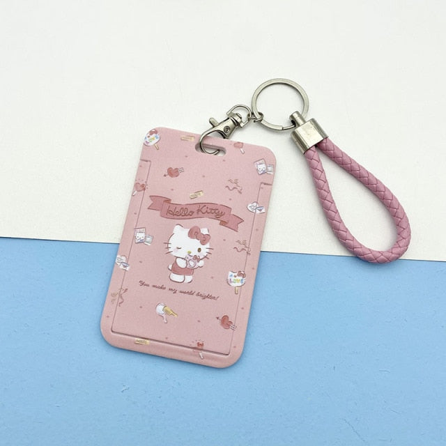 【buy 2 get 1 free】Kawaii  Keychain Cartoon Cat Sliding Card Holder