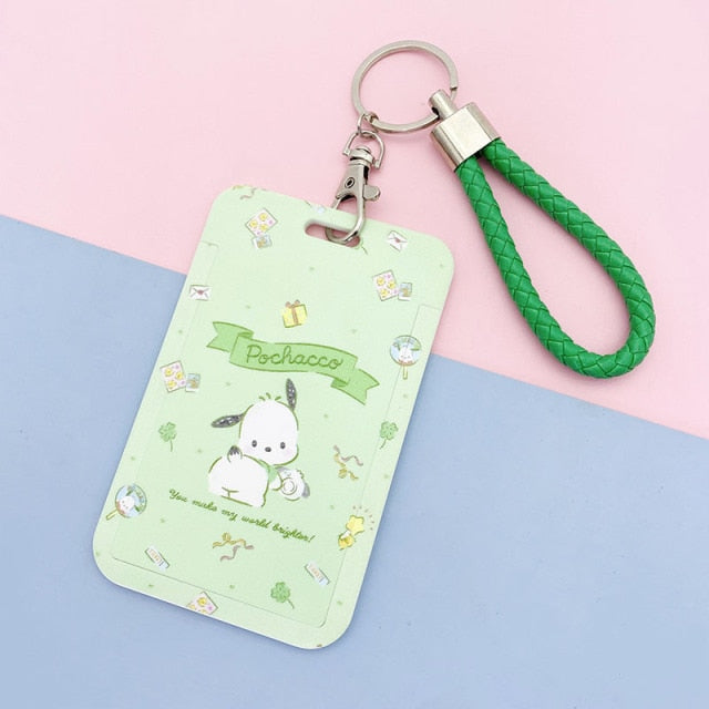 【buy 2 get 1 free】Kawaii  Keychain Cartoon Cat Sliding Card Holder