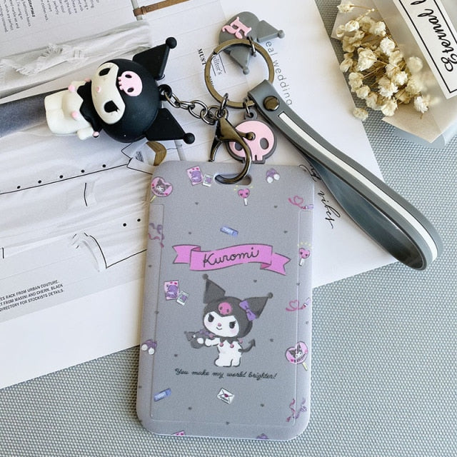 【buy 2 get 1 free】Kawaii  Keychain Cartoon Cat Sliding Card Holder