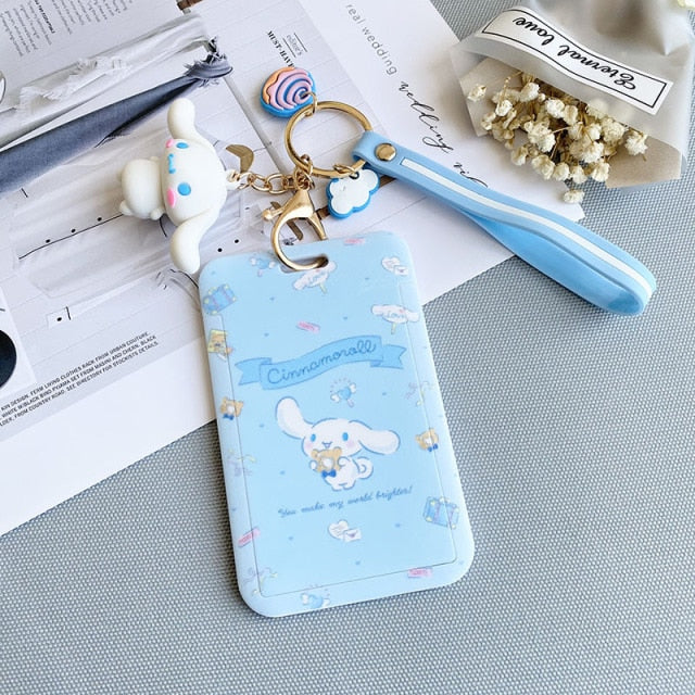 【buy 2 get 1 free】Kawaii  Keychain Cartoon Cat Sliding Card Holder