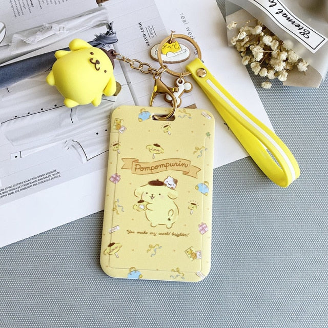 【buy 2 get 1 free】Kawaii  Keychain Cartoon Cat Sliding Card Holder